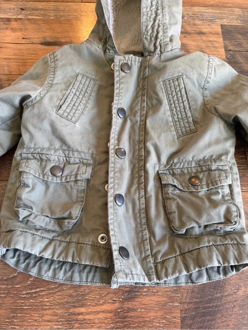 Oshkosh B’gosh Green Fall Fleece Lined Hooded Jacket 12M Layering Autumn Winter
